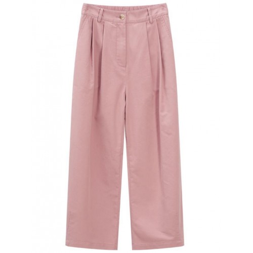 Solid Plicated Slant Pocket Cropped Pants